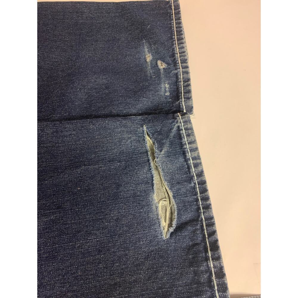 True Religion Jeans Dark Blue Wash Straight Leg Distressed Whiskering Mens SZ 42 - Picture 11 of 12